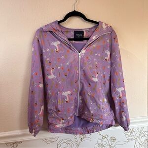 Purple lavender fleece lined rain coat windbreaker hoodie jacket for kids XXL